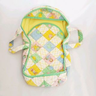 Vintage Cabbage Patch Kid Quilted Fabric Doll Bed Handled Moses Carrier Bassinet