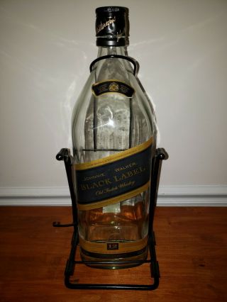 Johnnie Walker Large Bottle 4.  5 Liter Black Label Swing Cradle Empty Rare