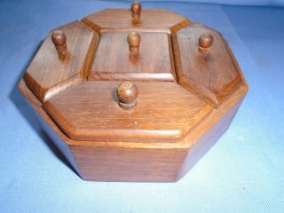Vintage Carved & Inlaid Wood Storage Box Trinket Box Teak ? Desk Top Storage