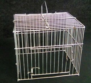 Vintage Antique Primitive Silver Metal Wire Hanging Bird Cage