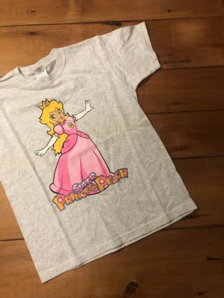 Vintage Mario Princess Peach Promo Video Game Shirt Youth M N64 Rare 2
