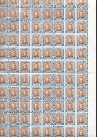 1947 Zealand 1/3 Kgv1 Full Sheet Of 160 In Pristine.  Rare.  Mnh