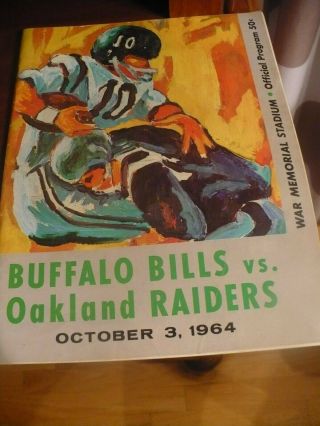 Rare: 10/3/64 Afl Program - Buffalo Bills Vs Oakland Raiders -