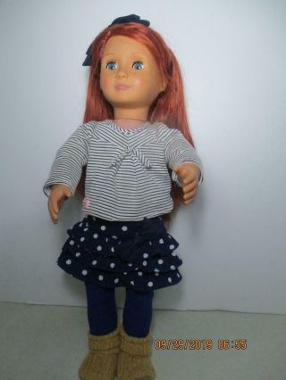 Our Generation Battat Kendra Red Hair Blue Eyes Polka Dot Skirt 18 " Doll