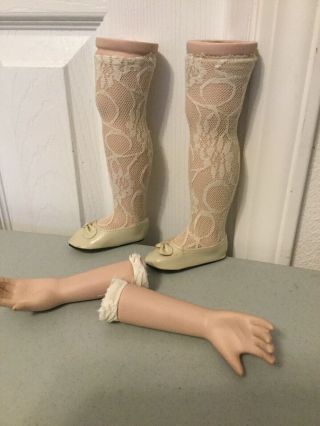 Vtg Porcelain Bisque Large Doll Parts Arms (4.  5”) Legs (8”) Restore Repair