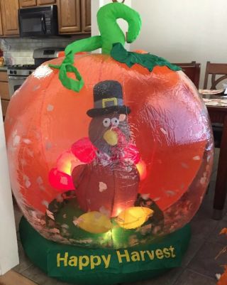Rare Gemmy Airblown Inflatable Thanksgiving Turkey Whirlwind Globe Harvest