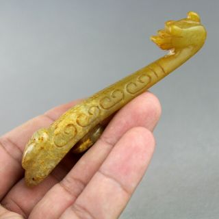 3.  9  China Old Jade Chinese Hand - Carved Dragon Hook Jade Pendant 0215