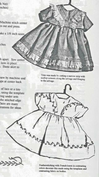 5 " Vintage Miniature Dollhouse All Bisque Doll Dress Wardrobe Variations Pattern