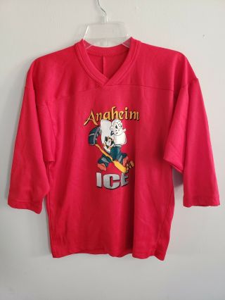 Rare Vintage 90s Ccm Nhl Anaheim Mighty Ducks Ice Hockey Jersey Youth S M Disney
