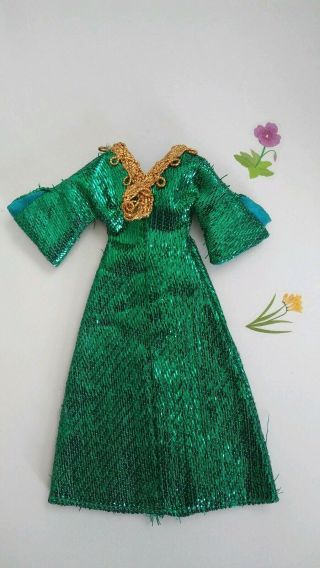 Vintage Topper Dawn/pippa Dolls " Green Slink " Dress 