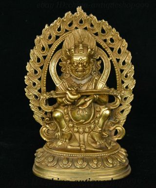 China Tibetan Buddhism Temple Bronze Copper Brass Mahakala Wrathful Deity Statue