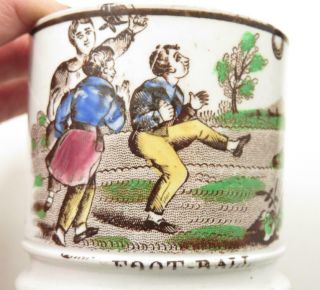 Antique Football English Staffordshire Pearlware Soft Paste Childs Motto Mug