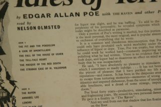 RARE EDGAR ALLAN POE - TALES OF TERROR.  1959 TOP RANK VANGUARD LP.  16 2/3 RPM 2