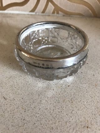 Pretty Little Glass Dish With Silver Rim