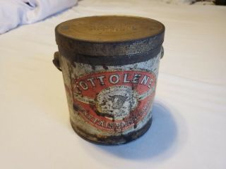 Vintage Antique Cottolene 3 Lb Fairbank Bucket Tin Container