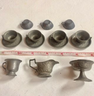 Antique Dollhouse Miniature Cast Metal Tea - Set,  Larger Size
