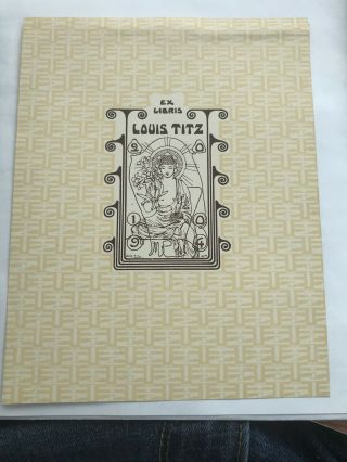 Antique 1904 Belgium Artist Louis Titz Ex Libris Bookplate Litho Beaux Arts Prof
