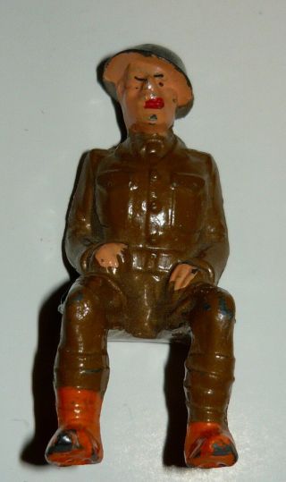 Antique Vintage Wwi Cast Iron Toy Soldier Sitting