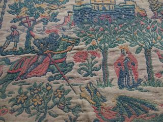 Vintage Antique Woven And Hand Embroidery Tapestry Textile