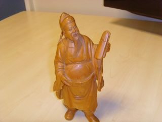 Vintage Chinese 17 Cm Carved Wooden Confucius / Immortal Figure