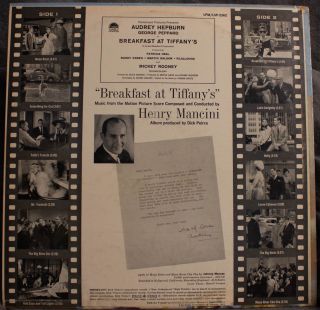 Henry Mancini Breakfast at Tiffanys Vinyl LP - Rare Living Stereo US Pressing NM 3