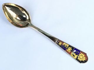 1950’s Russian Silver Gilt and Enamel Spoon,  14.  3cms 2