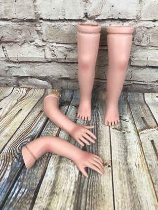 Vtg Porcelain Doll Parts Arms Legs 20” Doll Restore Repair Spread Fingers Toes