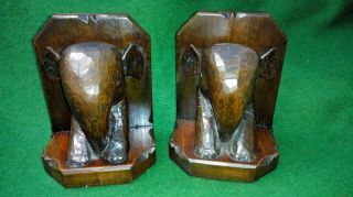 Vintage Art Deco Wooden Elephant Bookends