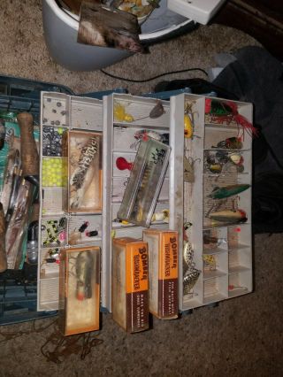Tackle Box Chock Full Of Old Antique Fishing Lures And Much More