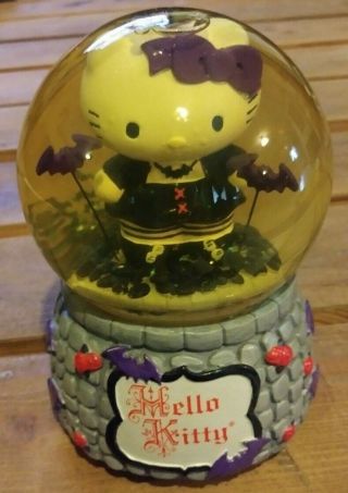 Rare Vtg Hello Kitty Collectible Snow Globe Halloween Gothic Theme Glass Glitter