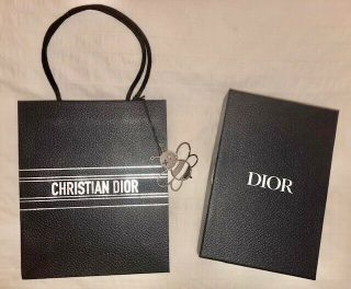 Dior Mens Navy Blue Box 9x6x2 Bag & Ribbon & Bee Charm Paris Exclusive Very Rare