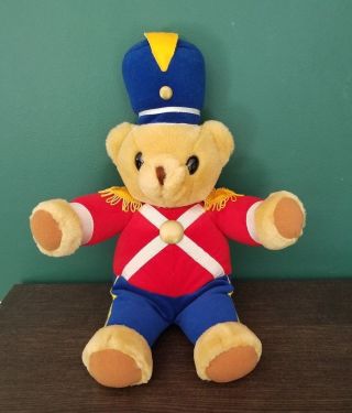 Vintage Aafes Soldier Teddy Bear Plush Stuffed Animal Toy Red Blue Tan 17 " -