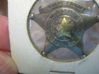Antique Harris County Texas Jr.  Deputy Sheriff Tin Badge W/o Pin 1 1/4 "