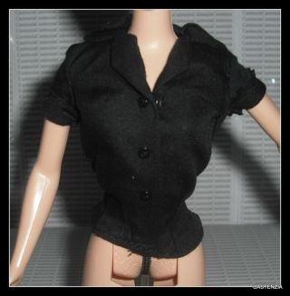 Top Barbie Doll Rizzo Grease Black Faux Button Down Silkstone Blouse Shirt