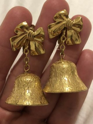 (inv 496) - Rare Vintage " Bell " Earrings - Miriam Haskell
