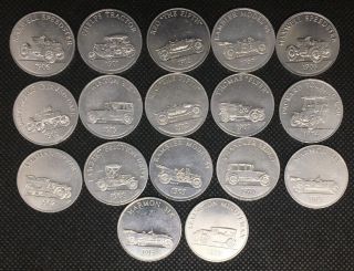 17 Different 1969 Sunoco/dx Antique Car Coins,  Series 2
