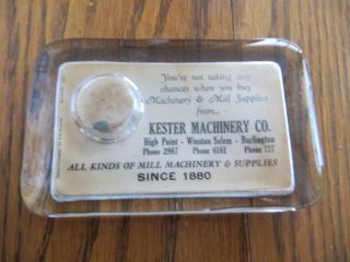 Kester Machinery Co.  Antique Glass Paperweight With Dice,  Since 1880