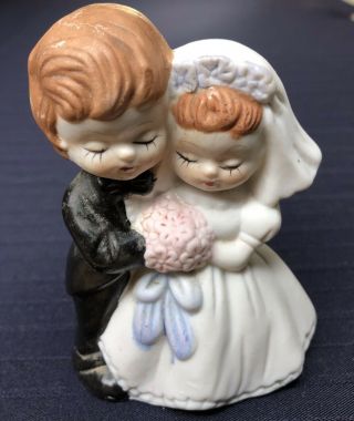 Vintage Porcelain Bride And Groom Wedding Cake Topper 4”
