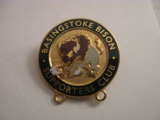 Rare Old Basingstoke Bison Ice Hockey Club Enamel Brooch Pin Badge
