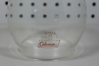Vintage Coleman 200,  201 Lantern Single Mantle Glass Globe Pyrex