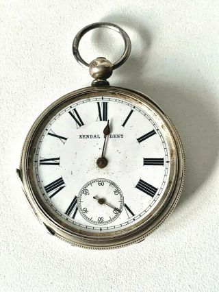 Antique Silver - Kendal & Dent Pocket Watch White Enamel Face - Spare Repairs