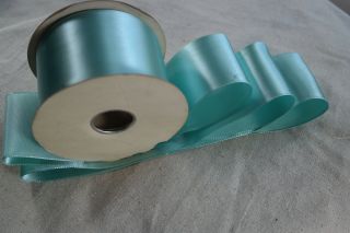 10 Yard 2 1/4 " Wide Roll Blue Rayon Trim Vintage Single Faced Satin Ribbon