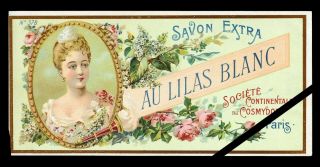 Antique French Perfume Soap Label: Circa 1900 Cosmydor Au Lilas Blanc No.  378