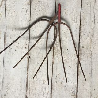 Vintage 3 Tine Pair Pitch Hay Fork Primitive Farm Tool Heads.