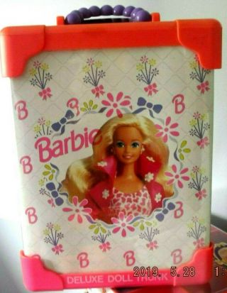 1994 Barbie Deluxe Doll Trunk / Doll Case W 9 Clip Hangers Tara Toy Corp