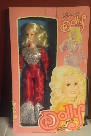 Vintage 1970s Goldberger Eg Dolly Parton 12 " Poseable Doll In Red Jumpsuit Nrfb