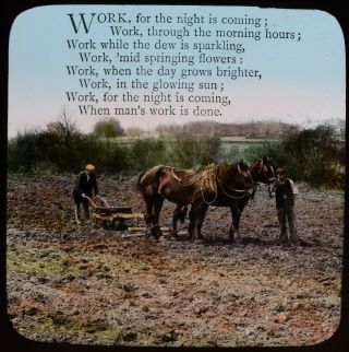 Antique Magic Lantern Slide Farmers And Plough Horse No1 C1910 Photo Hymn