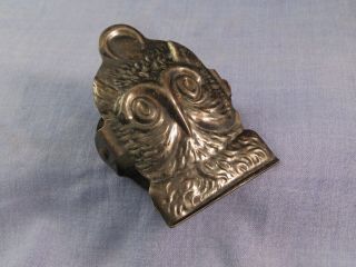 Arts & Crafts Antique Patinated Brass Figural Owl Paper Letter Document Clip