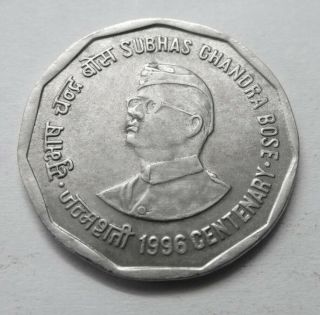 India Rs 2,  Rare 1996 Coin,  Birth Centenary Subhas Chandra Bose,  Cu - Ni 6 G