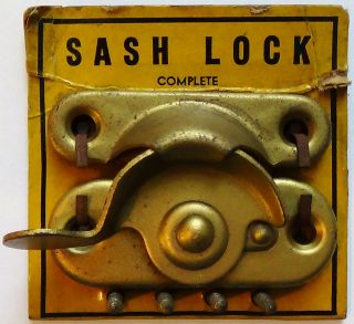 Vintage Sash Lock Complete With Screws On Display Card